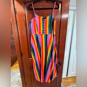NWT -Bright & Beautiful Rainbow Striped Midi Dress
